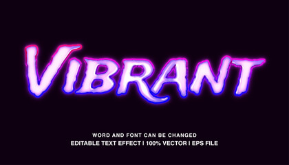 Vibrant editable text effect template, purple neon light futuristic style vector premium typeface