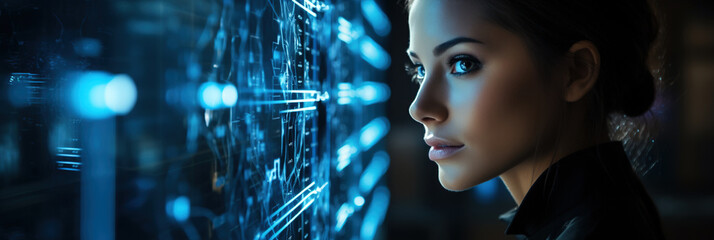 Business and Data Protection, Biometric security identify, face recognition online. AI Generated
