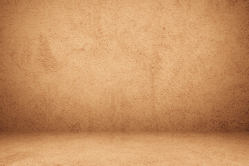 Empty vintage room studio texture background.  Antique room style.  Brown colour room for product display presentation.