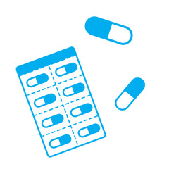 青いカプセル剤のイラスト