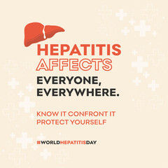 World Hepatitis Day July 28th, Hepatitis Effects Everyone. Health Awareness Poster Social Media Design Template Vector 
