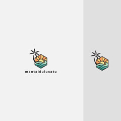 beach logo design and sunset graphic