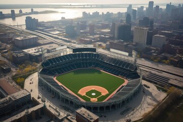 Aerial View of baseball stadium professional. Photo generative AI