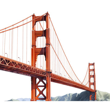 Generative AI : Watercolour, Golden Gate Bridge, San Francisco, California, Cityscape, Illustration, Artistic, Landmark, Architecture, Watercolor, Skyline, Bay Area, Urban, City, Painting, Aesthetic, 