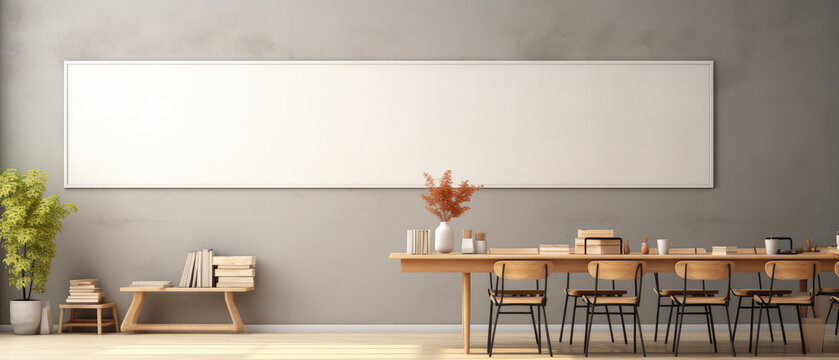 Classroom interior of the school style minimal without student and teacher, Generative AI