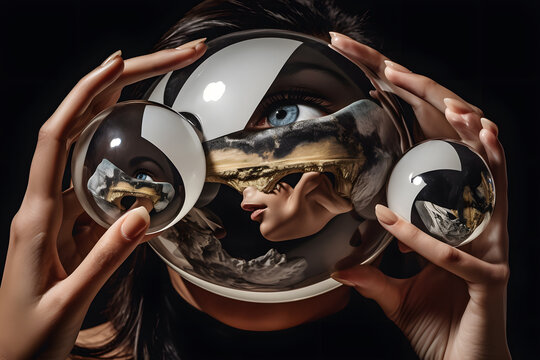 A surreal artwork exploring the concept of perception and reality, with distorted perspectives and visual illusions. Generative AI