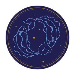 Pisces astrological sign, twelve horoscope symbol