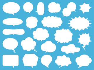 シンプルな白抜き吹き出しセット_ベクターイラスト