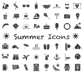 Summer icon. Black, full icons. Tourism symbol. Vector illustration.