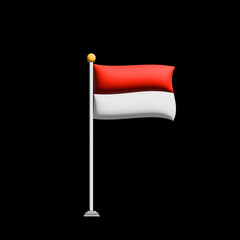 3d Flag of Indonesia, vector illustration