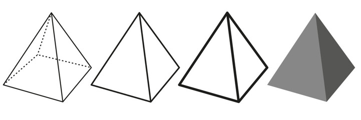 Set of triangular cubic shapes. Isolated on white background. Vector illustration.