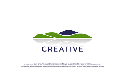 Landscape Hills logo design vector illustration. green Hill icon.usable for business and golf logo,isolated on white background