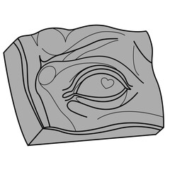 Gypsum parts eyes of the face of David. Plaster fragment of the head and face of David. Acid Sticker Eyes. Line art. Modern statues, antique greek sculpture. Minimalist modern style