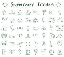 Summer icon. Green thin line. Tourism symbol. Vector illustration.