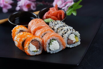 Japanese traditional Cuisine - Set of Sushi Rolls or Maki Sushi