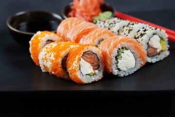 Japanese traditional Cuisine - Set of Sushi Rolls or Maki Sushi