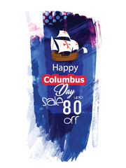 USA Columbus Day greeting card with brush stroke background in United States national flag