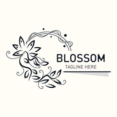Obraz premium Blossom floral beautiful leaf and flower vector art, icon graphic decoration business wedding template