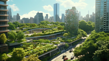 Urban Green Spaces: Pictures of parks, green rooftops, and urban gardens that provide ecological benefits and improve the quality of urban life