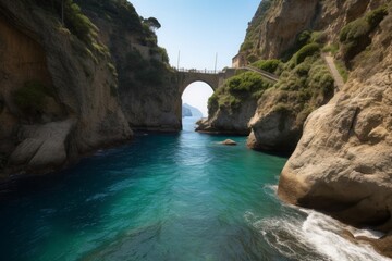 The fiord of Furore on Amalfi coast in Italy, Generative AI - obrazy, fototapety, plakaty