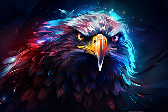 Illustration of a Eagle Painting Cartoon
