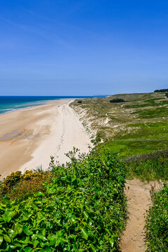 Carteret, Barneville, K&uuml;ste, Cap de Carteret, D&uuml;nen, Wanderweg, Ruine, Wassersport, Strand, Gezeiten, Normandie, Meer, Sommer, Frankreich