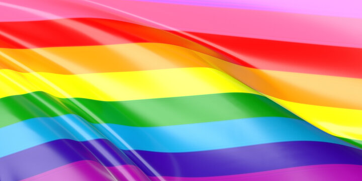 LGBT nine-stripe flag by Gilbert Baker 3D illustration