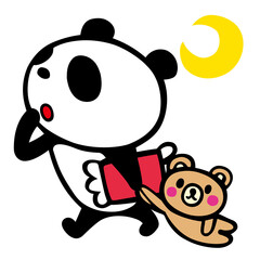 かわいいシンプルパンダ　夜おやすみポーズ