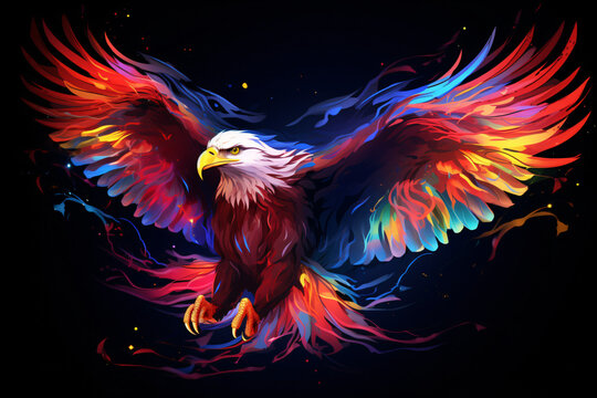 Illustration of a Eagle Painting Cartoon