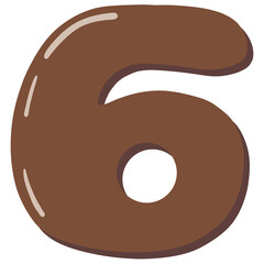 Font number 6, brown symbol on white background with shadow