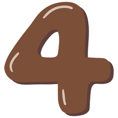 Font number 4, brown symbol on white background with shadow