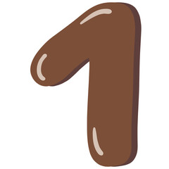 Font Number One Symbol Brown