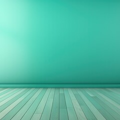 empty room with wooden floor. pastel tone green. generative ai