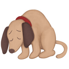 Illustration of a depressed dog