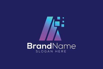 Letter A Technology logo design vector template