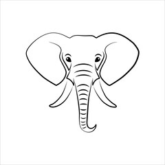 Fototapeta premium Elephant line art logo icon design. Simple modern minimalist animal logo icon illustration vector.