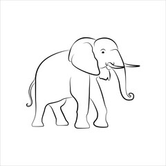 Elephant line art logo icon design. Simple modern minimalist animal logo icon illustration vector.