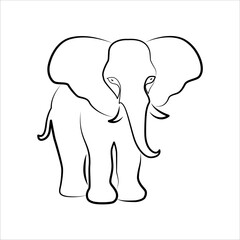 Obraz premium Elephant line art logo icon design. Simple modern minimalist animal logo icon illustration vector.