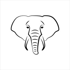Elephant line art logo icon design. Simple modern minimalist animal logo icon illustration vector.