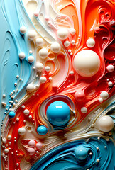 Fototapeta premium Abstract liquid background with round bubbles, mix of color and shape. Generated ai.