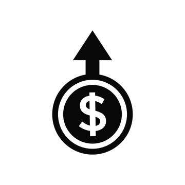 Money increases icon vector. dollar rate increase icon. Money symbol with stretching arrow up. rising prices.