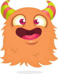 Funny cartoon flying monster. Halloween vector illustration. Great for package or party decoration