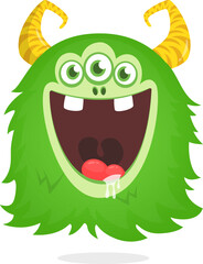 Funny cartoon flying monster. Halloween vector illustration. Great for package or party decoration