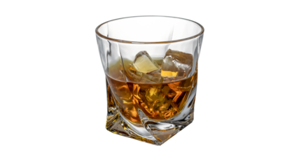 ice cube whiskey glass isolated on white background whiskey on the rocks PNG elements