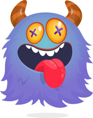 Angry cartoon flying monster with funny face. Halloween vector illustration. Great for package or party decoration