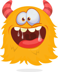 Funny cartoon orange monster. Halloween vector illustration. Great for package or party decoration