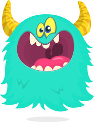 Angry cartoon flying monster with funny face. Halloween vector illustration. Great for package or party decoration