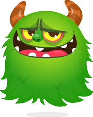 Angry cartoon flying monster with funny face. Halloween vector illustration. Great for package or party decoration
