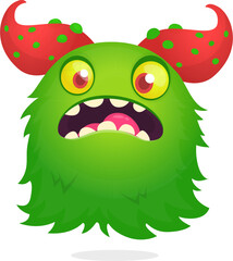 Angry cartoon flying monster with funny face. Halloween vector illustration. Great for package or party decoration