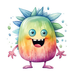 Fototapeta premium Cute Funny Monster Watercolor Clipart